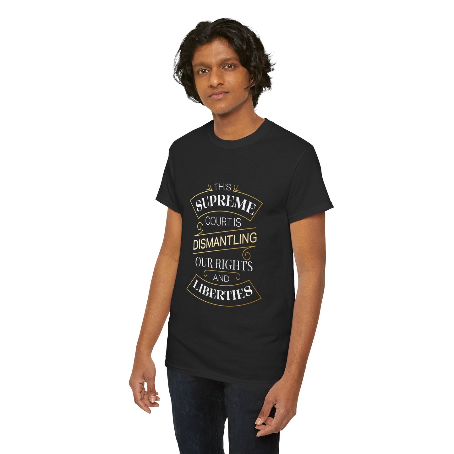 "Dismantling Rights" Statement Tee Inverted Colors — Art Deco-Inspired Typography - T-Shirt
