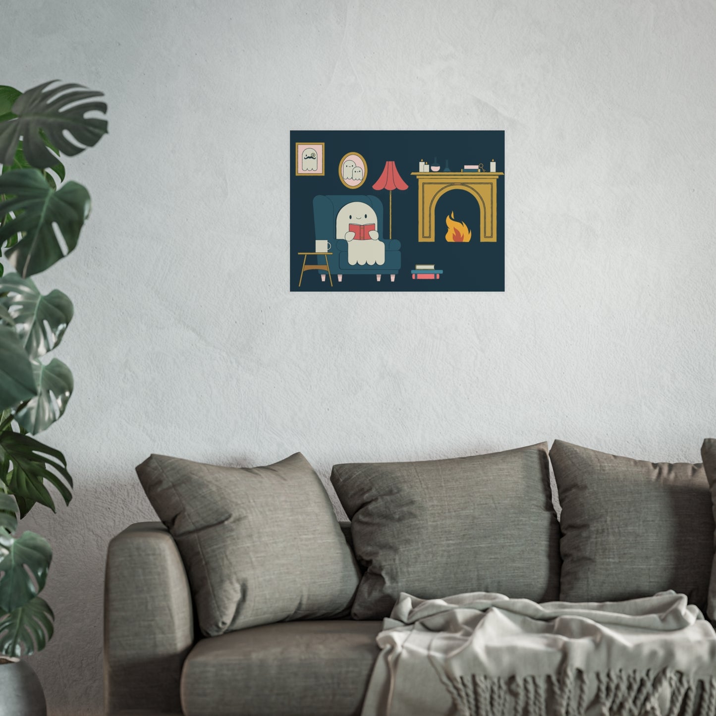 Ghost Stories – Cozy Haunted Reading Nook Art Print - Poster