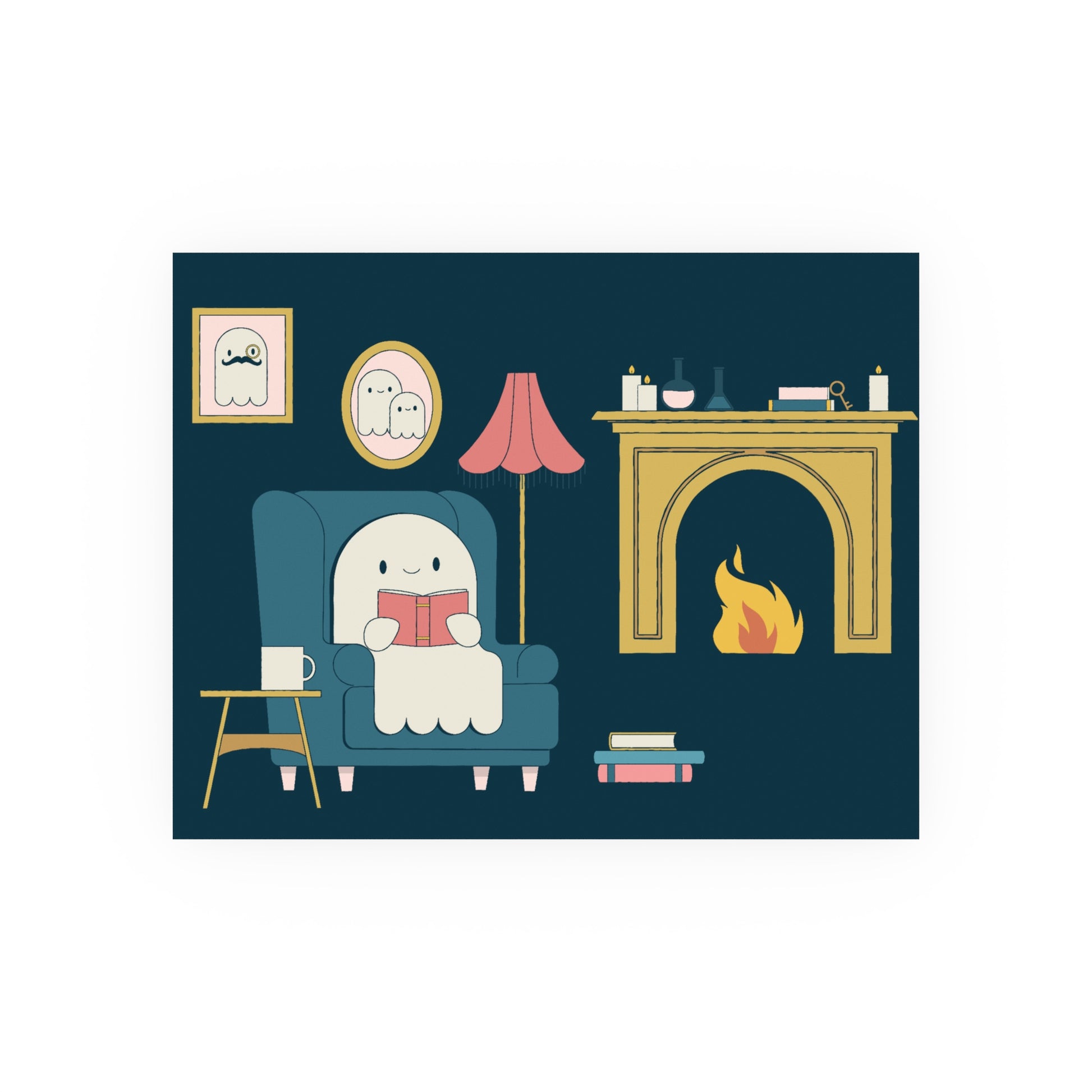Ghost Stories – Cozy Haunted Reading Nook Art Print - Poster