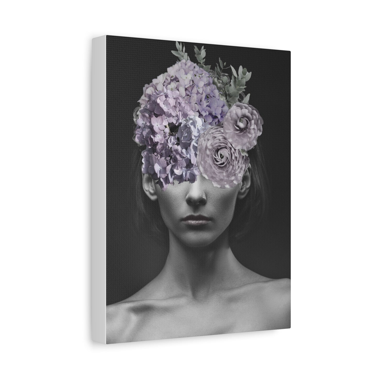 Hydrangeas Where Her Eyes Should Be Canvas Art - Mischief & Muse