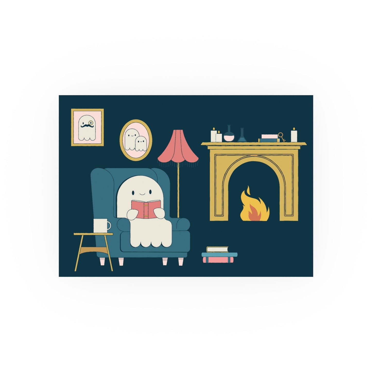 Ghost Stories – Cozy Haunted Reading Nook Art Print - Poster