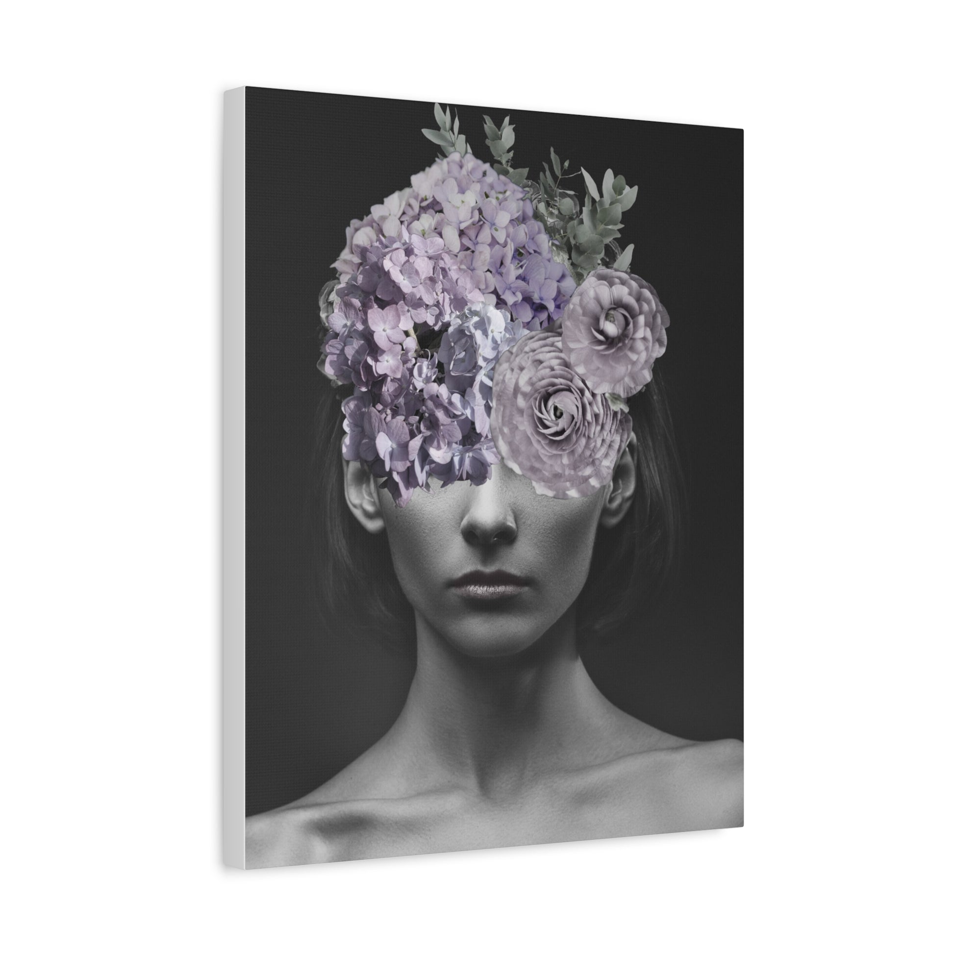 Hydrangeas Where Her Eyes Should Be Canvas Art - Mischief & Muse