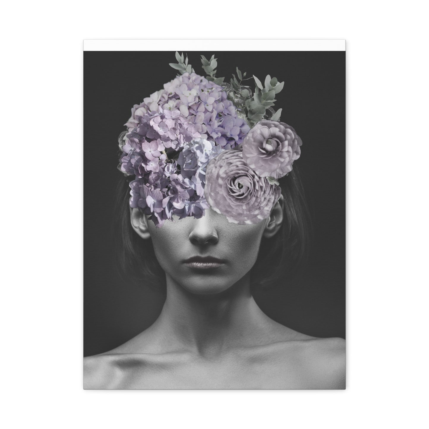 Hydrangeas Where Her Eyes Should Be Canvas Art - Mischief & Muse