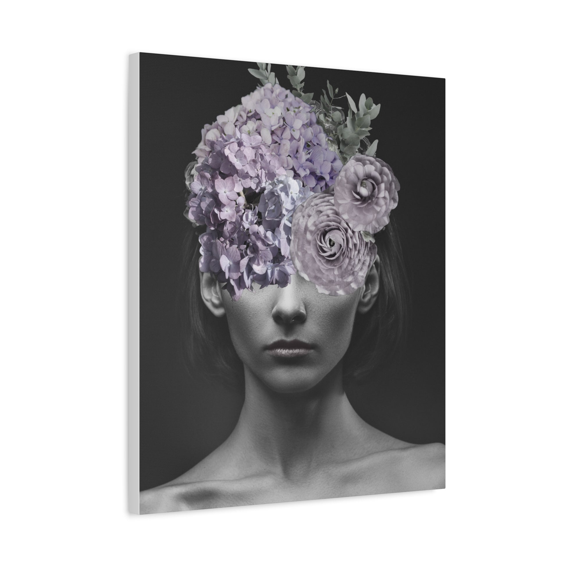 Hydrangeas Where Her Eyes Should Be Canvas Art - Mischief & Muse