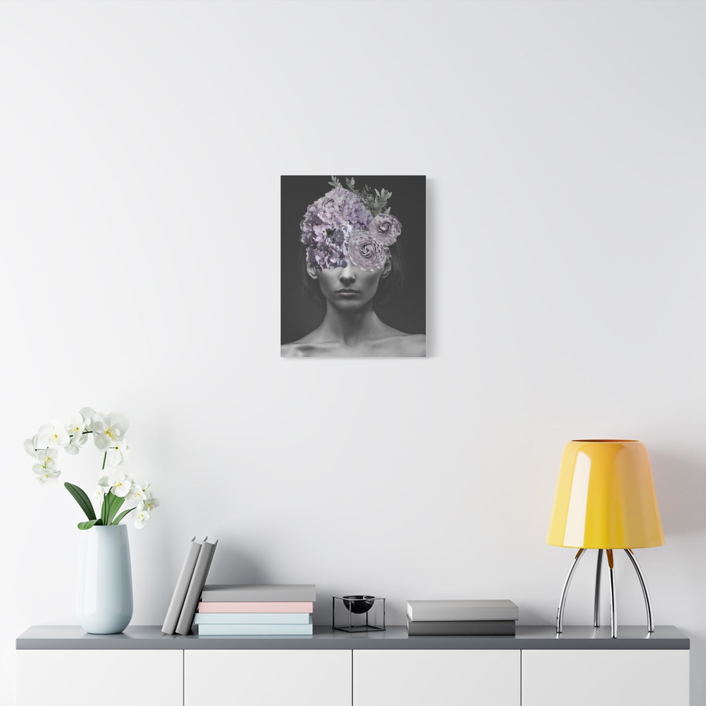 Hydrangeas Where Her Eyes Should Be Canvas Art - Mischief & Muse