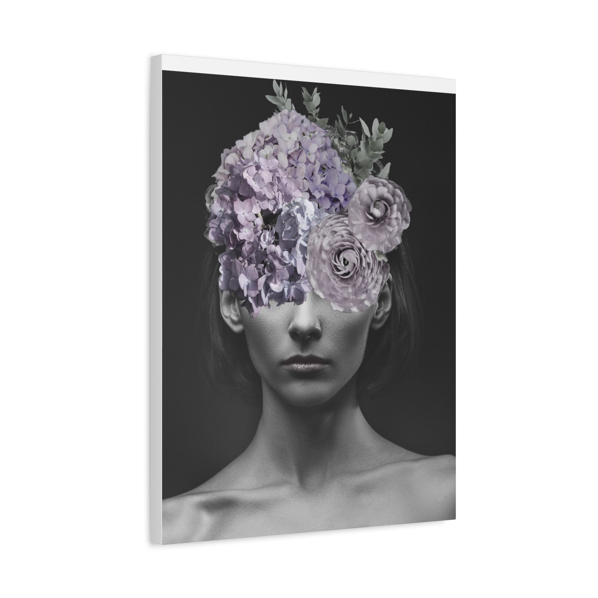 Hydrangeas Where Her Eyes Should Be Canvas Art - Mischief & Muse