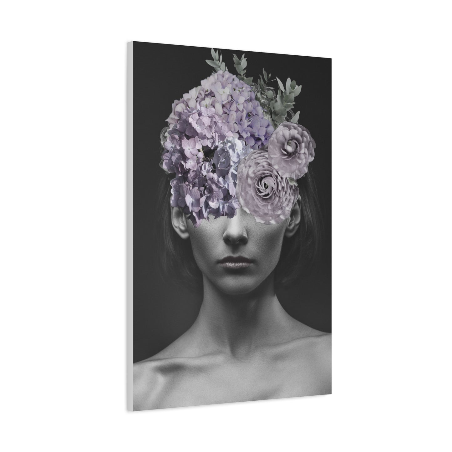 Hydrangeas Where Her Eyes Should Be Canvas Art - Mischief & Muse