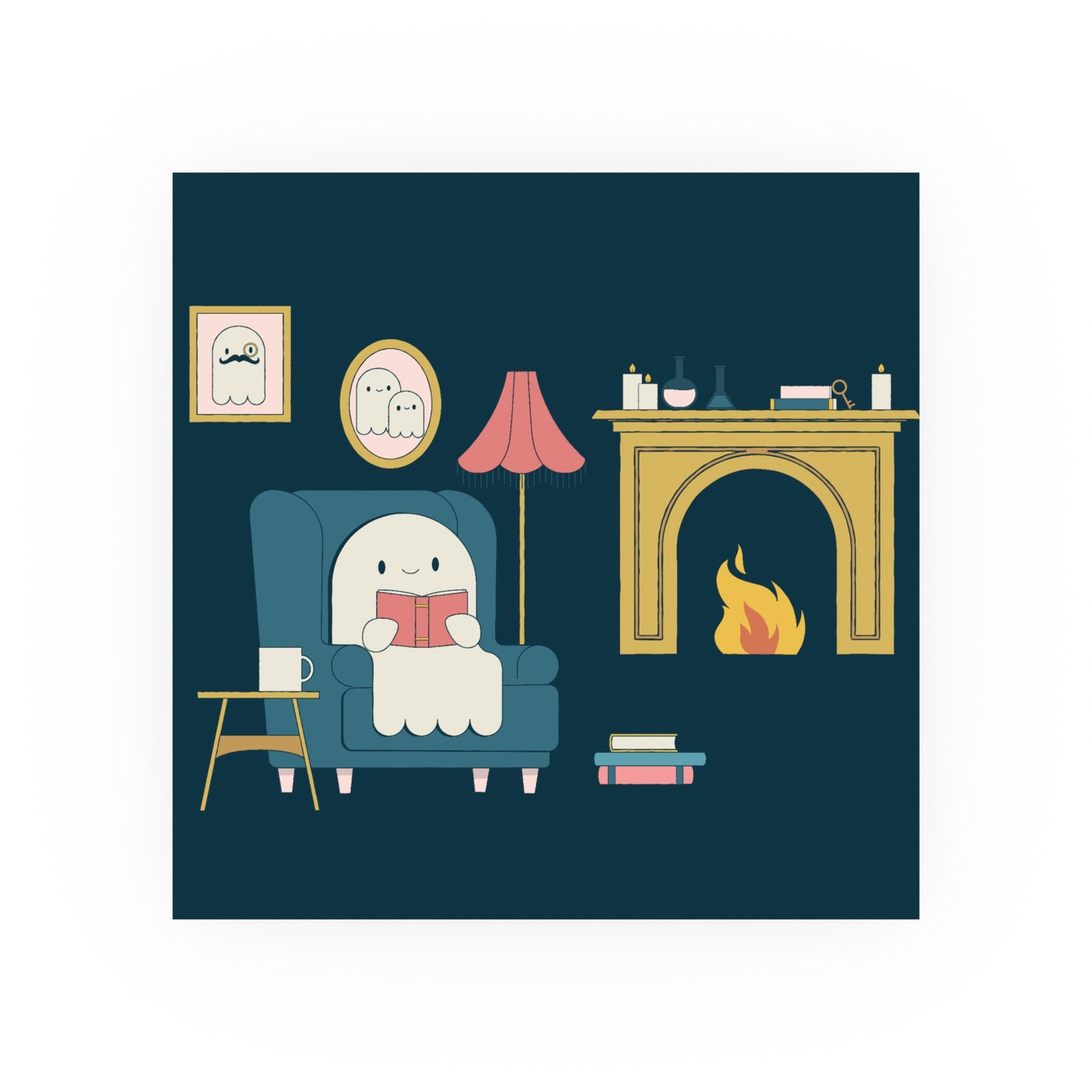 Ghost Stories – Cozy Haunted Reading Nook Art Print - Poster