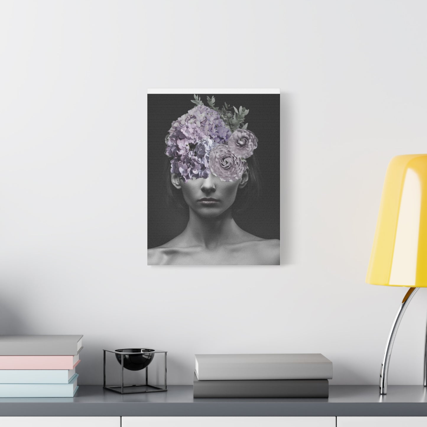 Hydrangeas Where Her Eyes Should Be Canvas Art - Mischief & Muse