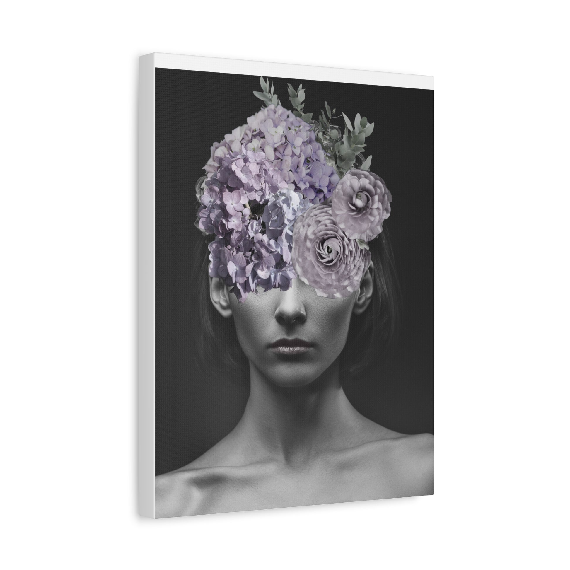 Hydrangeas Where Her Eyes Should Be Canvas Art - Mischief & Muse
