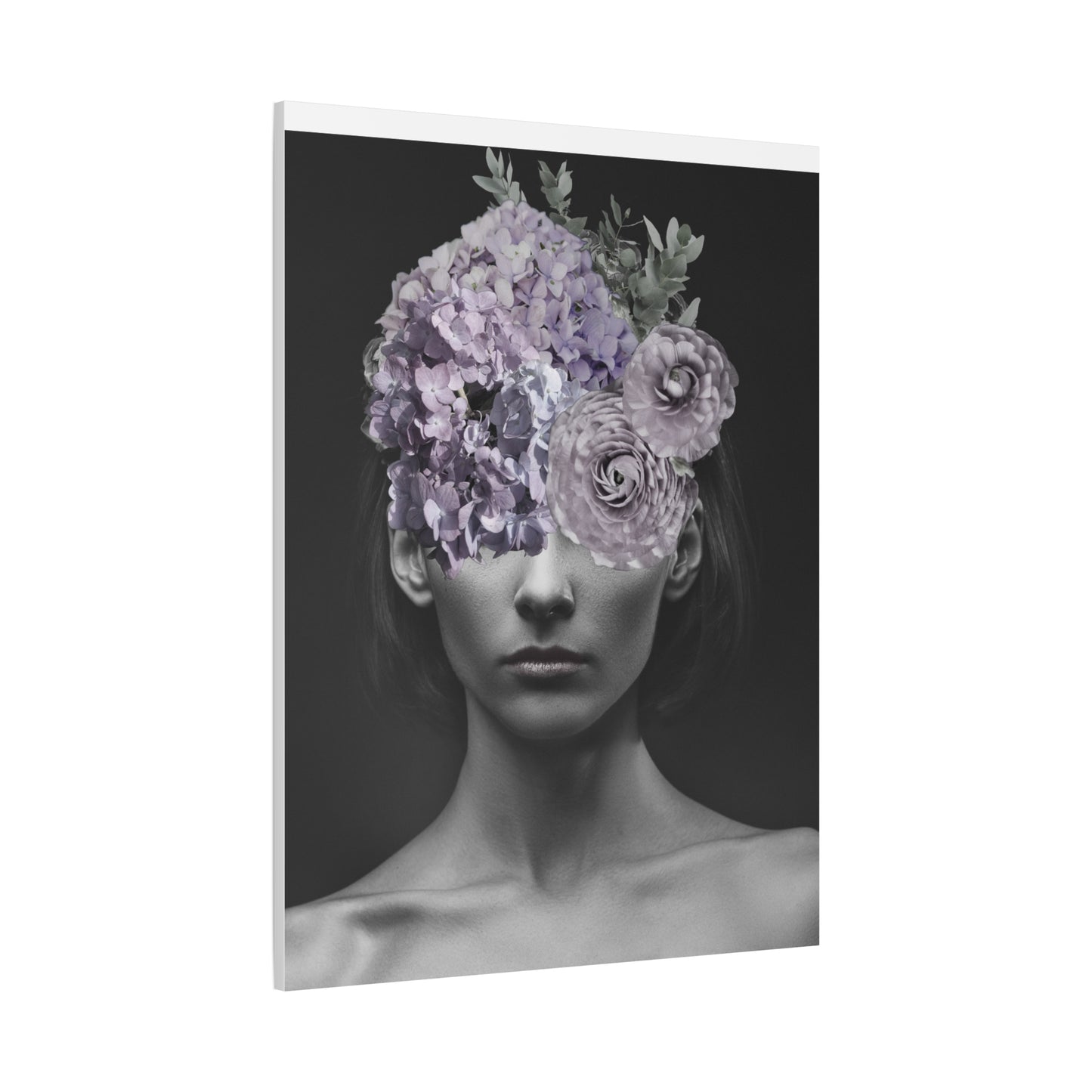 Hydrangeas Where Her Eyes Should Be Canvas Art - Mischief & Muse