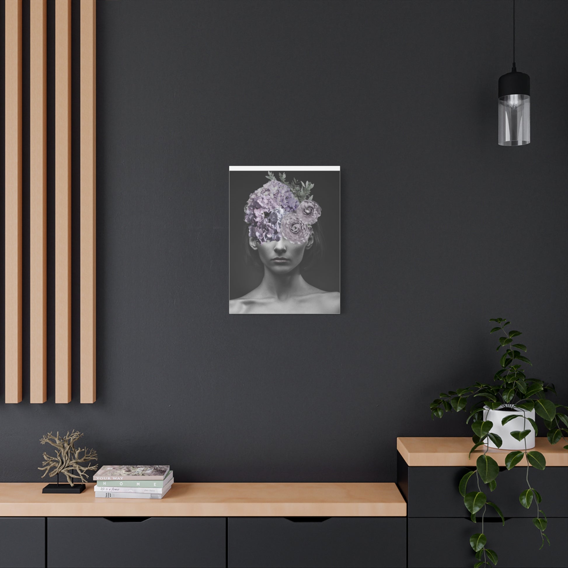 Hydrangeas Where Her Eyes Should Be Canvas Art - Mischief & Muse