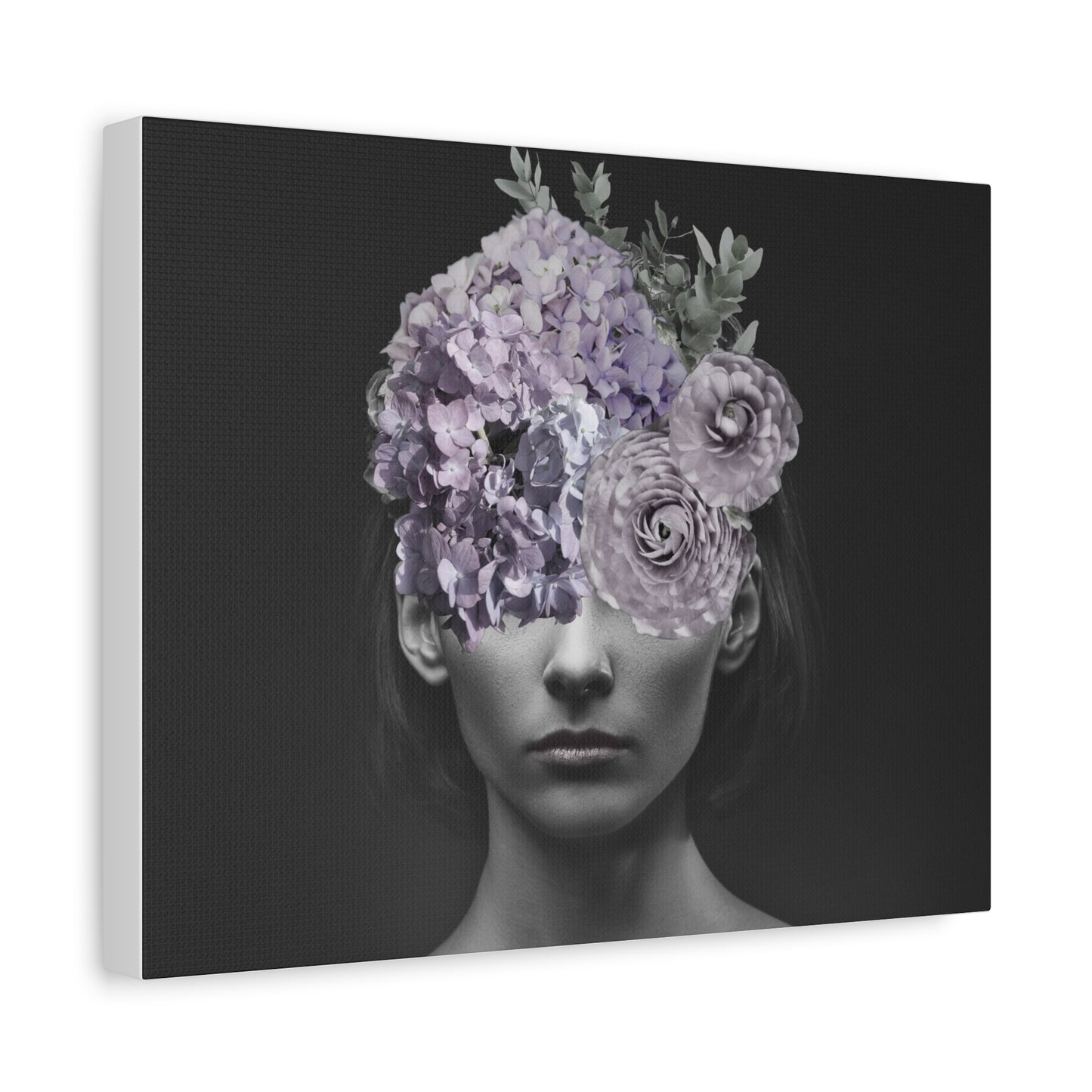 Hydrangeas Where Her Eyes Should Be Canvas Art - Mischief & Muse