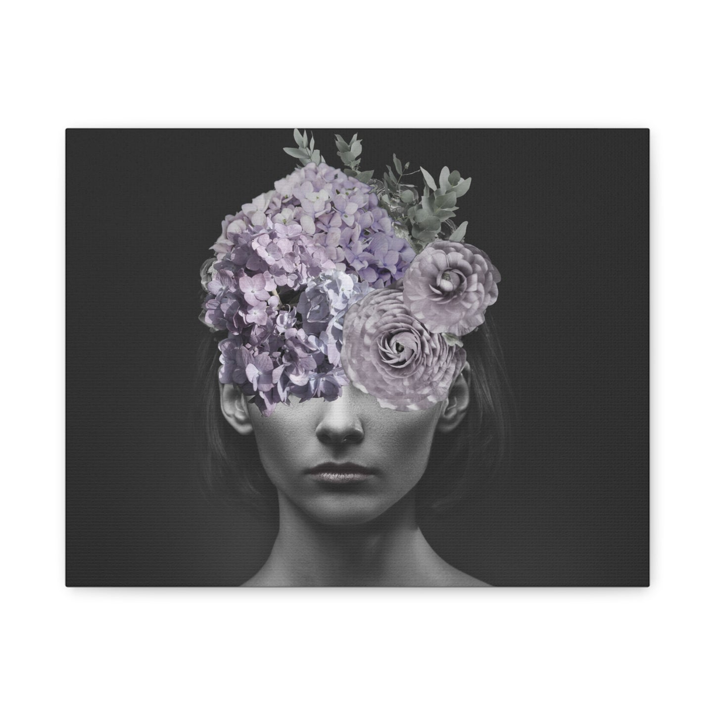 Hydrangeas Where Her Eyes Should Be Canvas Art - Mischief & Muse