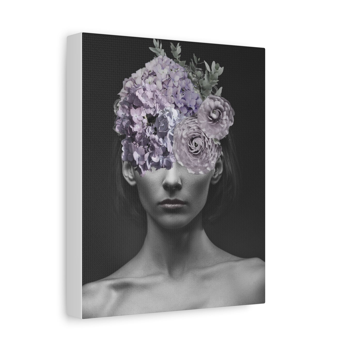 Hydrangeas Where Her Eyes Should Be Canvas Art - Mischief & Muse