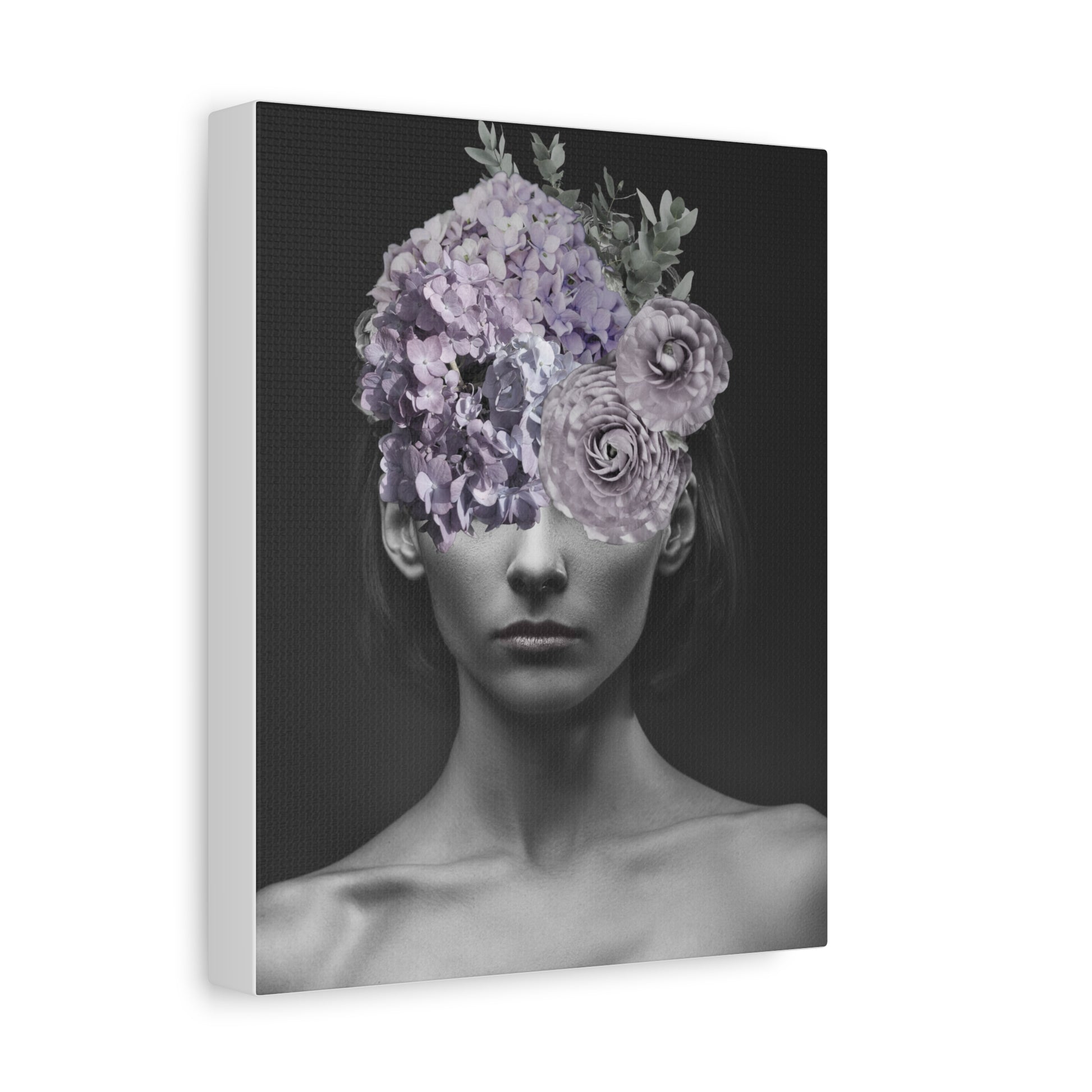 Hydrangeas Where Her Eyes Should Be Canvas Art - Mischief & Muse