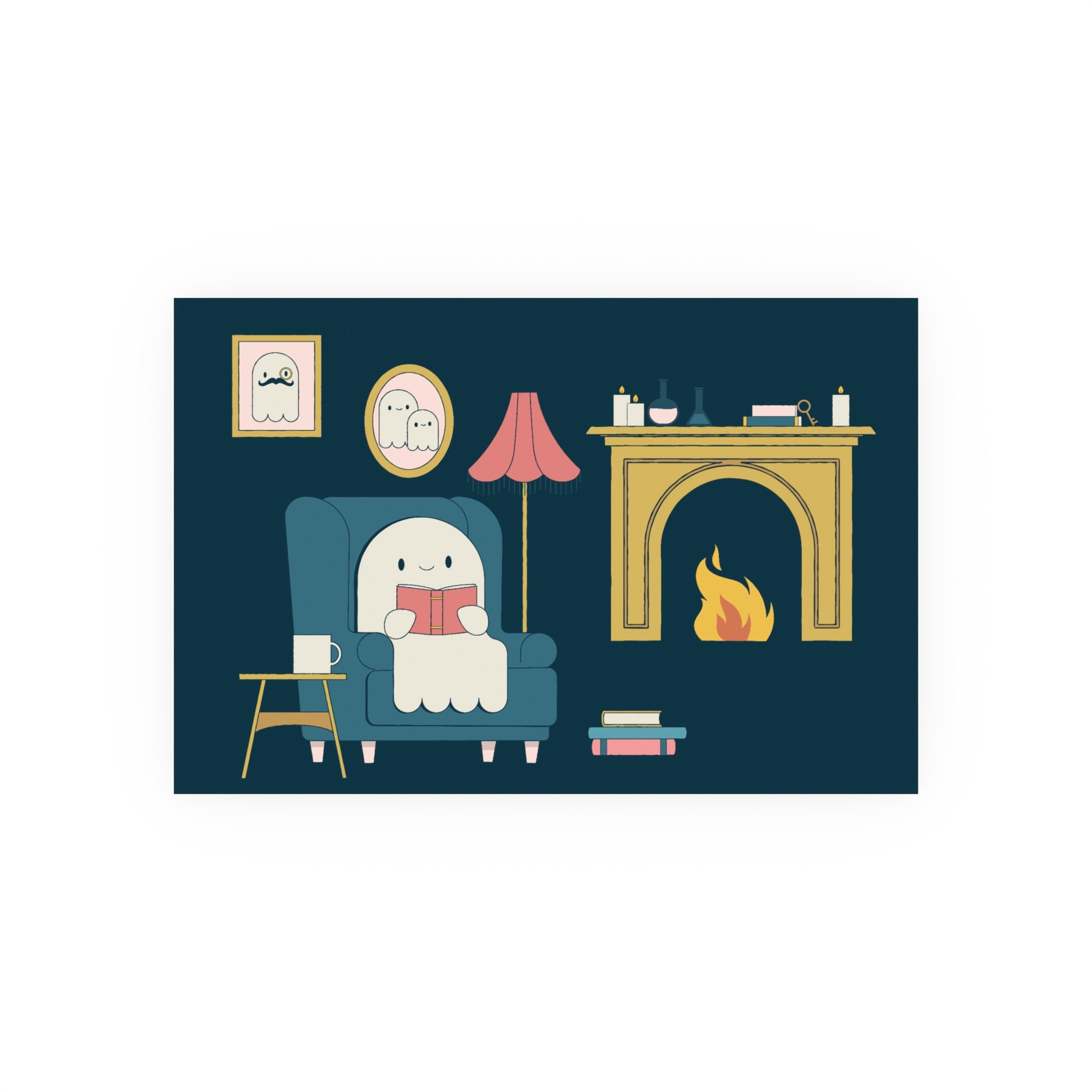 Ghost Stories – Cozy Haunted Reading Nook Art Print - Poster
