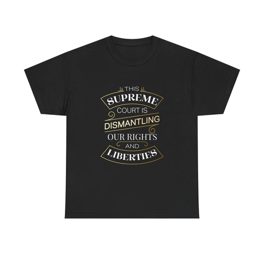 "Dismantling Rights" Statement Tee Inverted Colors — Art Deco-Inspired Typography - T-Shirt
