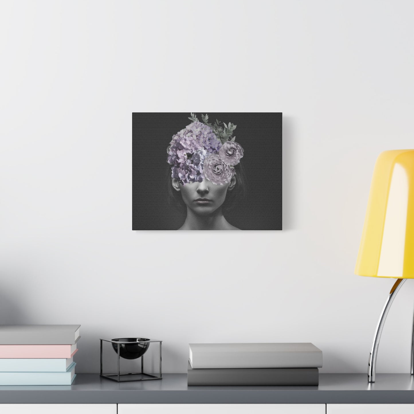 Hydrangeas Where Her Eyes Should Be Canvas Art - Mischief & Muse