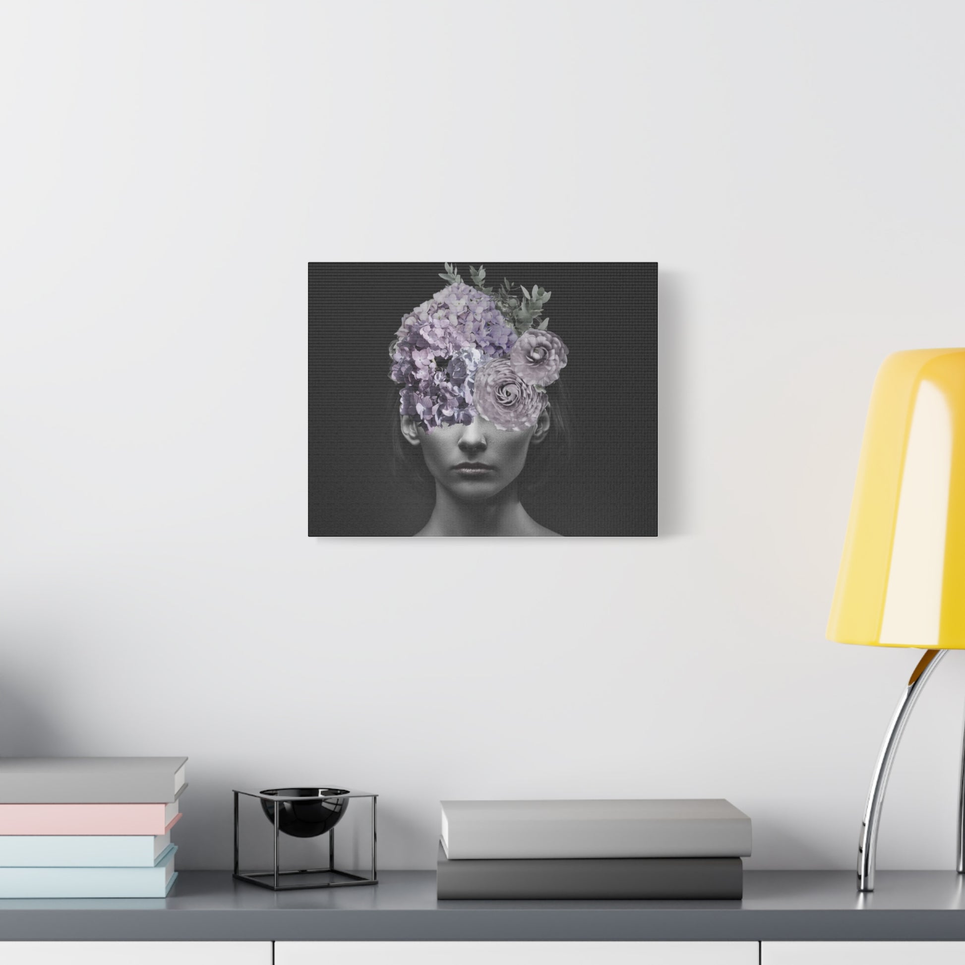 Hydrangeas Where Her Eyes Should Be Canvas Art - Mischief & Muse